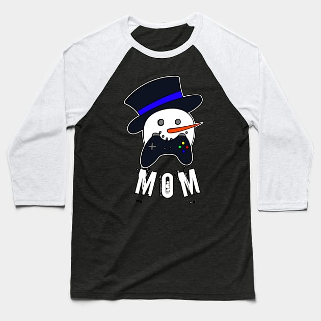 Snowman Face Gamer Mom Baseball T-Shirt by MaystarUniverse